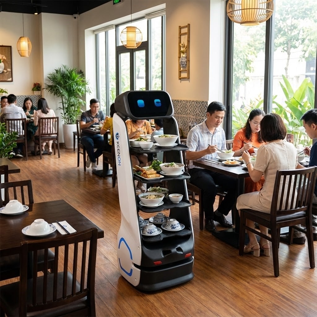 Robot Keenon phục vụ trong nhà hàng Việt Nam