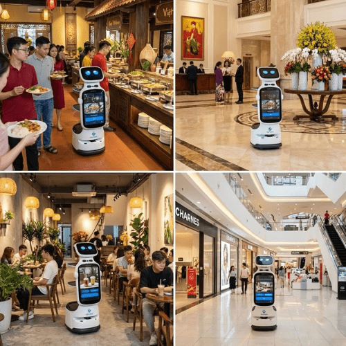 Ứng dụng đa dạng robot Keenon tại nhà hàng, khách sạn, café và trung tâm thương mại Việt Nam