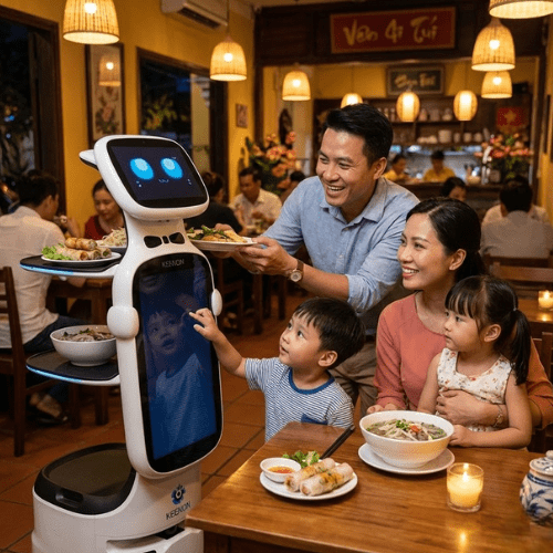 Khách hàng Việt Nam trải nghiệm robot phục vụ Keenon - Công nghệ thân thiện và tiện lợi