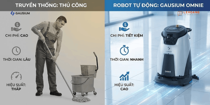 So sánh hiệu quả giữa vệ sinh thủ công truyền thống và robot lau sàn tự động