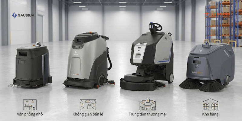 So sánh các dòng robot lau sàn Gausium Phantas Scrubber Beetle cho văn phòng và nhà máy