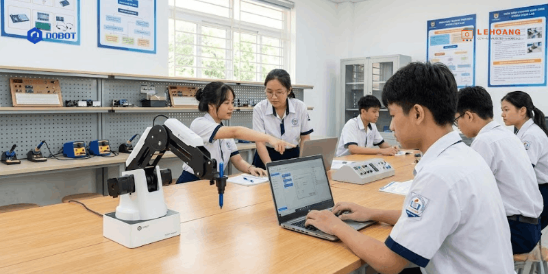Robot Dobot Magician Lite trong phòng thực hành STEM tại trường học Việt Nam