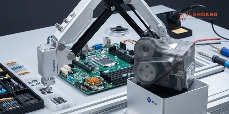 Robot DOBOT MG400 lắp ráp linh kiện điện tử tự động
