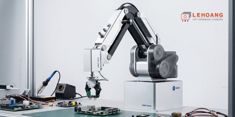 Cánh tay robot DOBOT MG400 thực hiện pick-and-place lắp ráp linh kiện