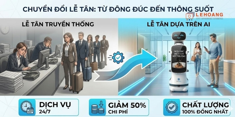 So sánh hiệu quả trước và sau khi triển khai robot lễ tân tại doanh nghiệp