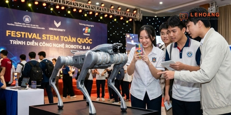  Robot Unitree Go2 tại sự kiện triển lãm công nghệ STEM với học sinh sinh viên Việt Nam