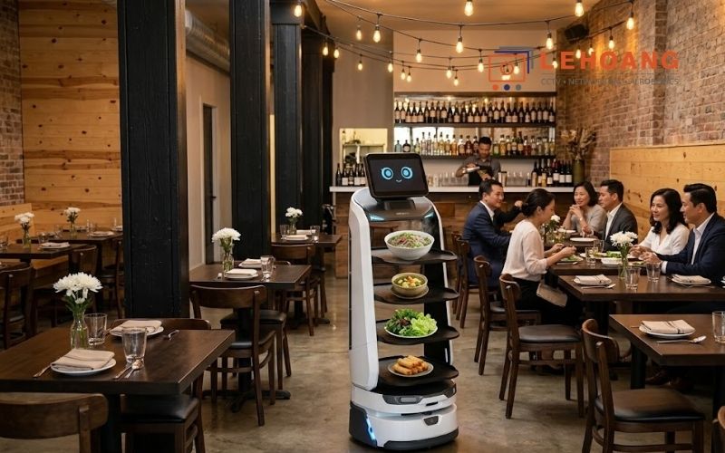  Robot Luckibot Pro OrionStar phục vụ đồ ăn trong nhà hàng cao cấp