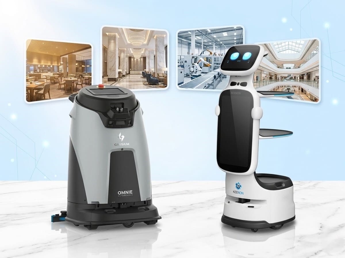 Robot vệ sinh Gausium OMNIE và Robot phục vụ Keenon T11 - Dịch vụ demo robot miễn phí tại doanh nghiệp từ Lê Hoàng Robotics
