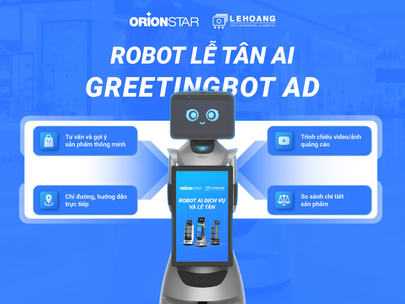 Màn hình kép 21.5 inch và 14 inch trên GreetingBot AD